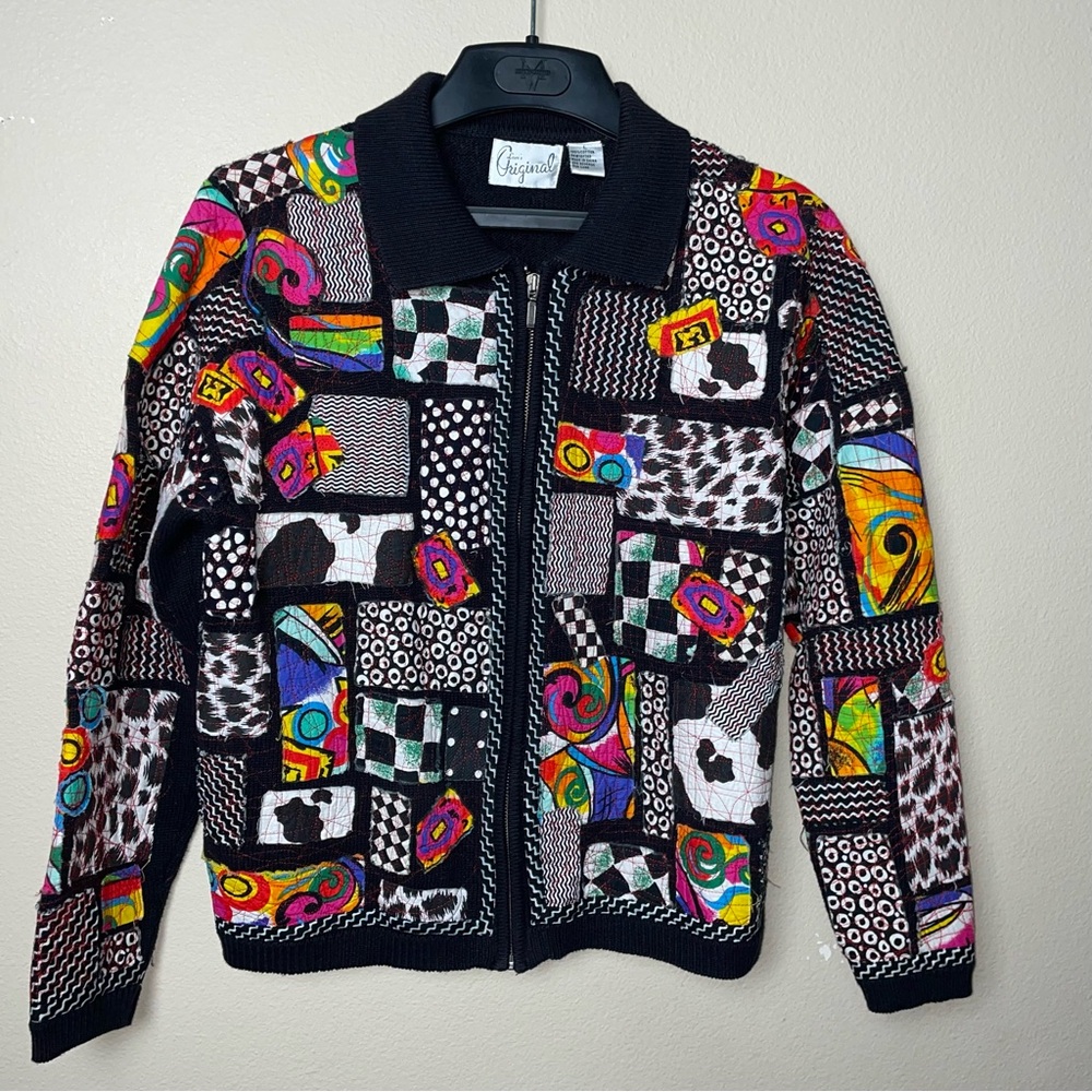 Lori's Original Zip Front Soft Coat Art to Wear Bohemian Patchwork Quilt Large